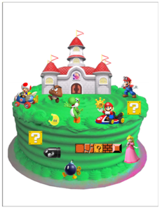 Precut Super Mario Edible Birthday Wafer Card Cake Scene