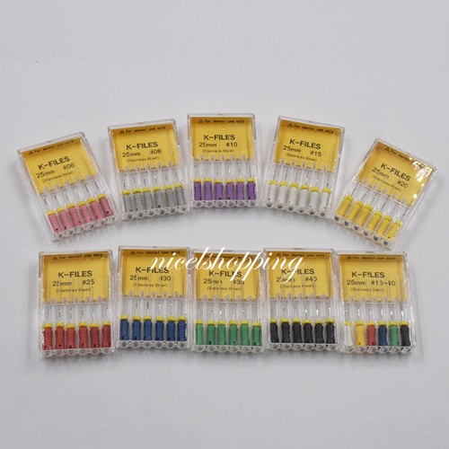 6Pc Dental Endo H/K-Files Stainless Steel Root Canal REAMERS Hand Use 21/25/31mm - Picture 4 of 39