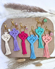 Handmade boho macrame heart keychain