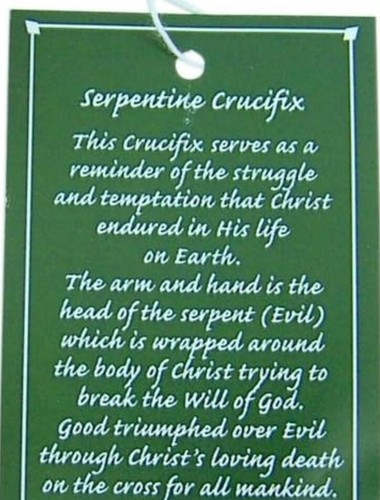 Pewter y Madera “Good Triumphed Evil” Contemporary 12” Serpentine Cross Crucifix - Picture 2 of 9