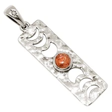 Phases Of Moon - Natural Rainbow Sunstone 925 Silver Pendant ALLP-29905