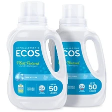 ECOS Laundry Detergent 50 Fl Oz Pack of 2 Hypoallergenic and Vegan 100 Loads