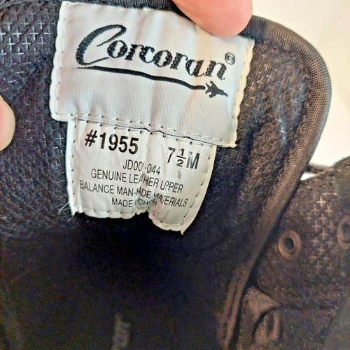 Corcoran boots Men's 7.5 Med Black Ankle Combat Tactile Leather Lace Up New 1955 - Picture 6 of 12