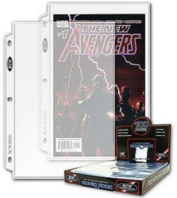 Box of 100 BCW Pro 1 Pocket Acid Free Comic Book Album Pages binder sheets
