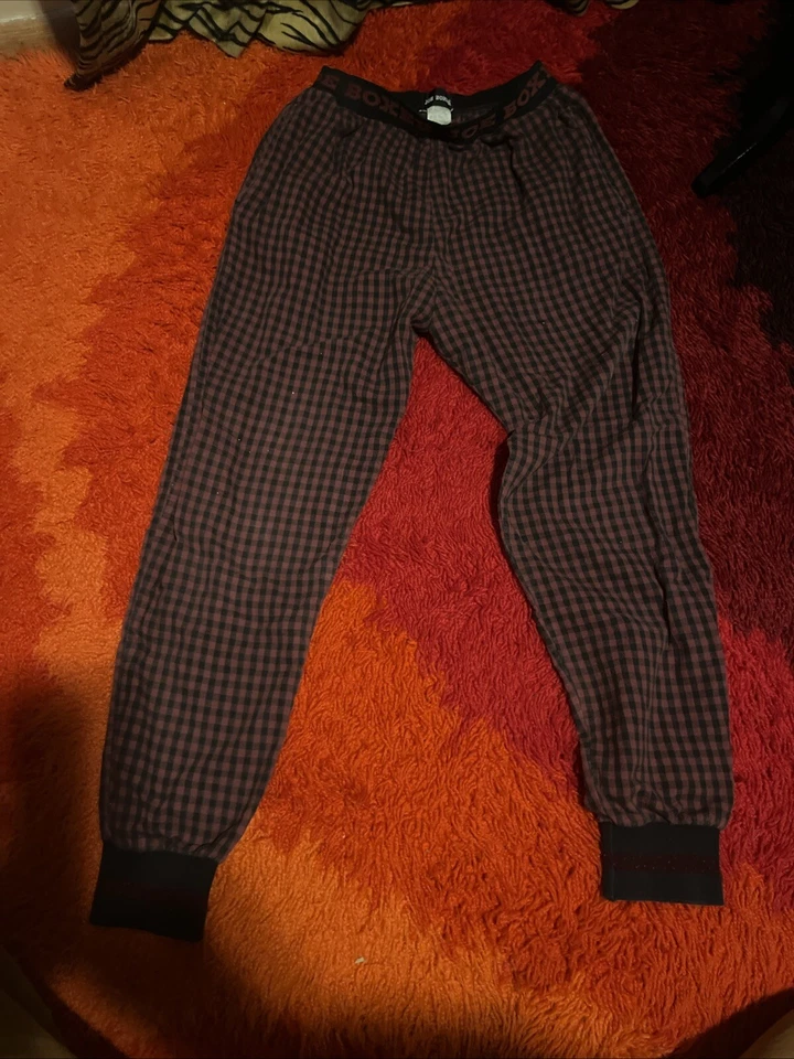 Y2K Joe боксера клетку пижамы фланели бегун брюки фиолетовый черный лодыжки размер M - Изображение 2 из 4