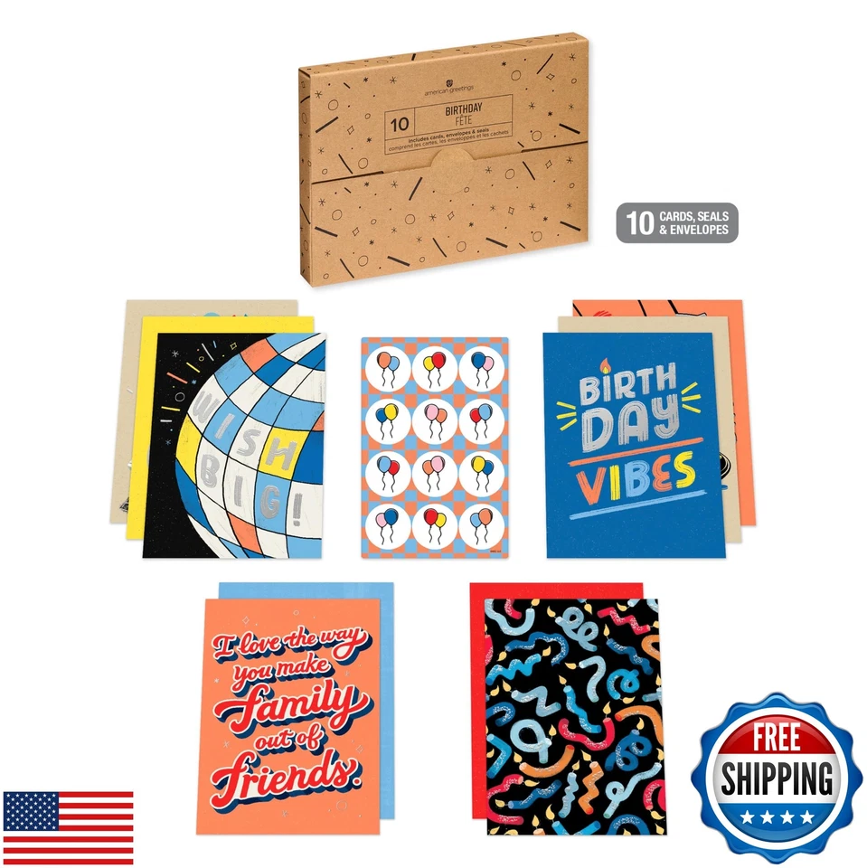 Paquete de 10 tarjetas de cumpleaños American Greetings con sobres Foto 3 de 4