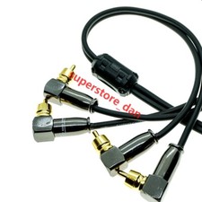 2 RCA right angle to 2 RCA RA Cable Male Stereo Audio Video Cord Adapter Golden