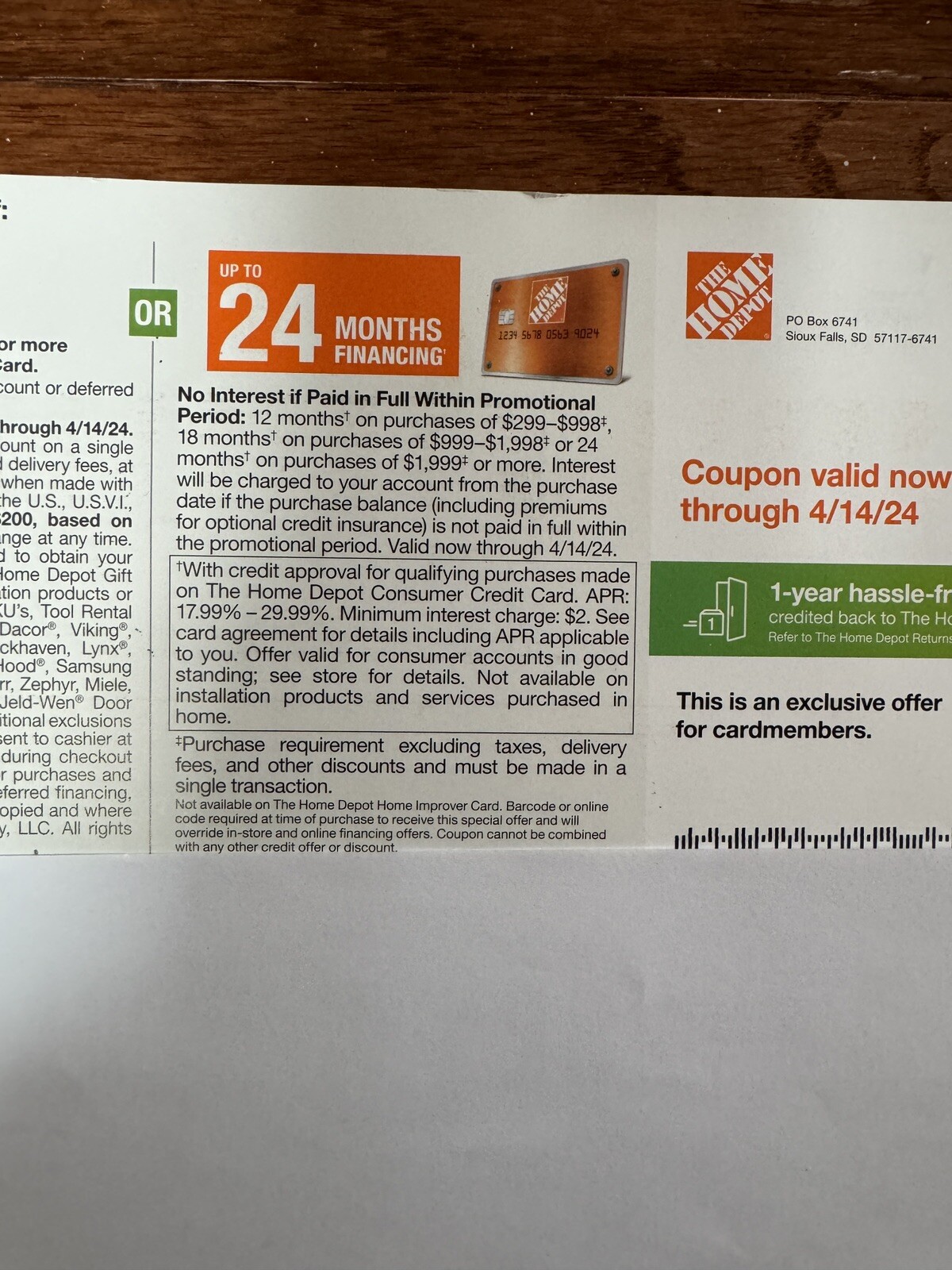 HOME DEPOT COUPON 10 OFF ONLINE OR IN STORE OR 24 MOS FINANCING EXP