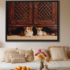 Corgi Dog Oil Painting Canvas Print Living Room Dog Decor Pet Wall Art Artwork