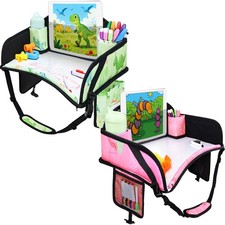 2PCS Kids Travel Tray, Car Seat Tray for kids Travel, Toddler Road Trip Essen...