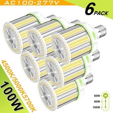 6Pcs 100W/80W/60W LED Corn Light Bulbs 4500K/5000K/5700K E39 Warehouse Shop Lamp