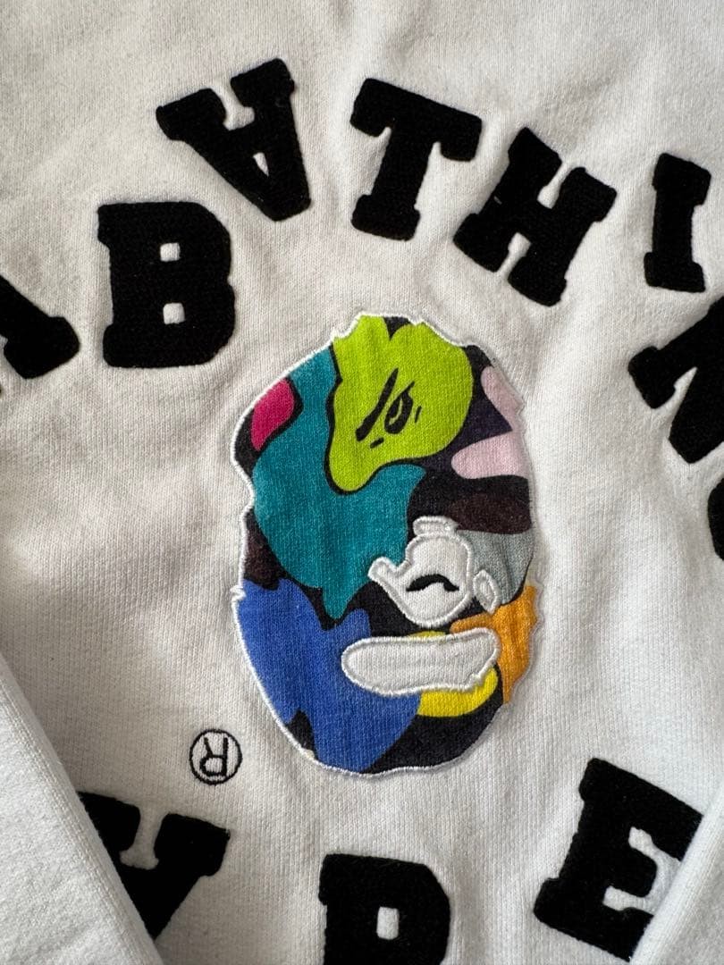 A Bathing Ape Crew Neck Sweatshirt White Cotton Colorful Character Print Large thumbnail 2