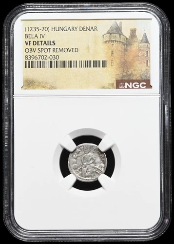 MEDIEVAL HUNGARY. Bela IV. 1235-1270. Silver Denar, NGC VF Details