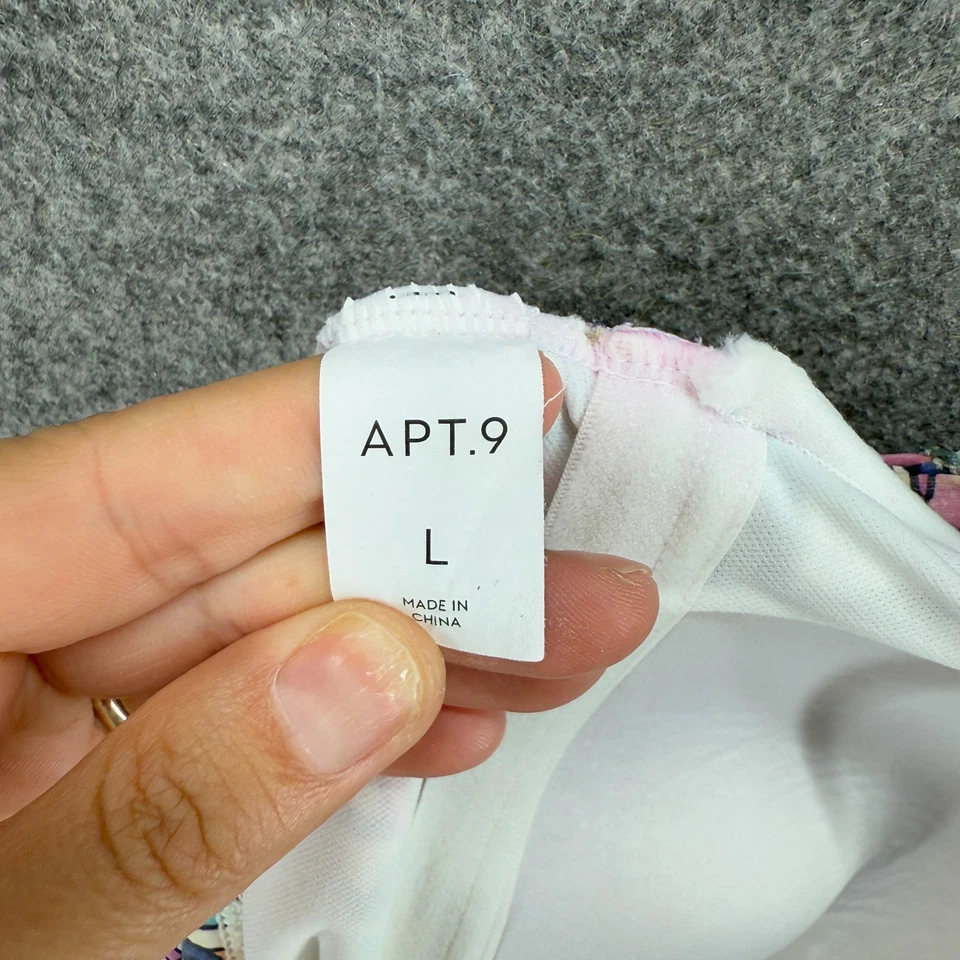 Apt. 9 Tankini Top Women L Large Blue Geometric Push Up Sleeveless Lined Nylon - Image 3 of 4