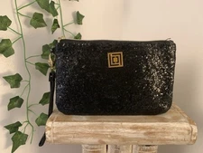 Liz Claiborne Phone Charging Wallet/Clutch Purse | Black Glitter | Pocket | Zip