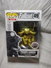Funko POP! Fallout Power  Armor #49 Gold Chase (Vaulted, Exclusive) Preowned