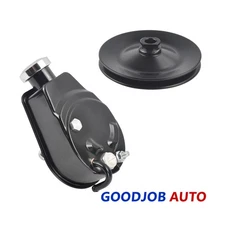 Saginaw Power Steering Pump w/ 1Groove V-Belt Keyway Pulley Black for SBC BBC