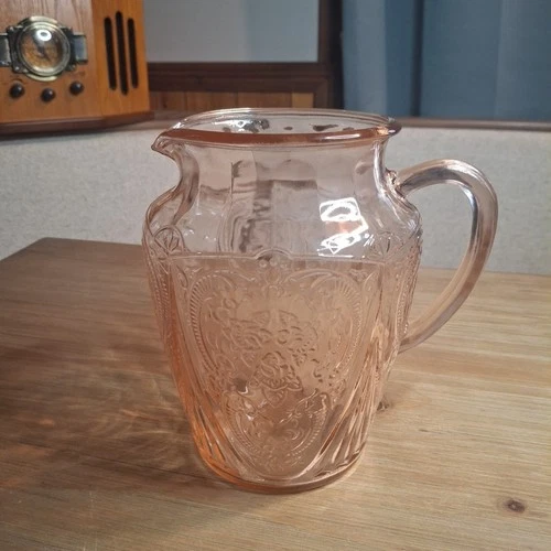 Vintage Pink Royal Lace Depression Glass Pitcher