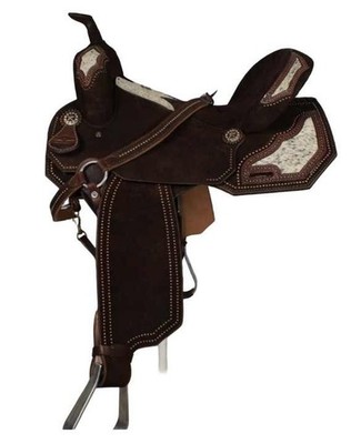 Western Barrel Racing Classic Dark Brown Handcrafted Leather Horse Saddle Tack
