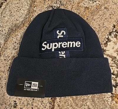 Supreme x New Era Box Logo Navy Cross Beanie | eBay