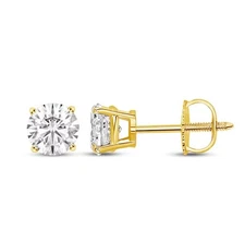 $5000- 1CTTW CT REAL CERTIFIED Diamond Stud Earrings! SOLID 14K YELLOW Gold!