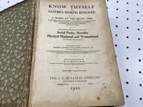 Vintage Know Thyself Nature's Secrets Revealed 1910 Health Manhood Womanhood - Foto 7 di 11