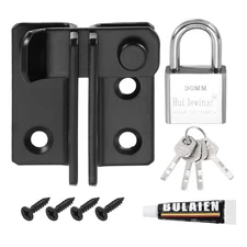 1Pcs Flip Latches, 2.4in Safety Door Lock Catch with Padlock[Right Open, Black]