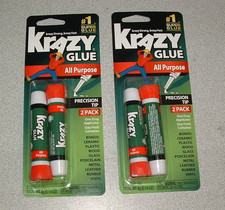 Super Krazy Glue All Purpose Precision Tip -2x 2PK 4 tubes total 
