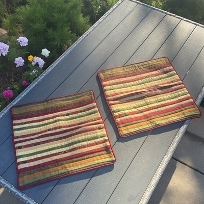 Handmade Quilted Throw Pillow Cover Sham Fall Colours & Stripes With Rooster 15 