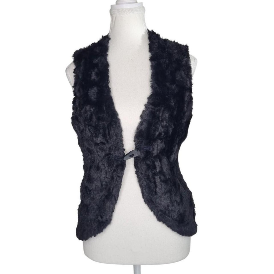 Esprit Black Faux Fur Knit Vest Size M