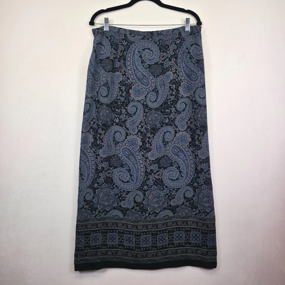 Повседневный угловой приложение макси юбка женщин 16 синий черный пейсли прихотливый капсулы - Изображение 2 из 4