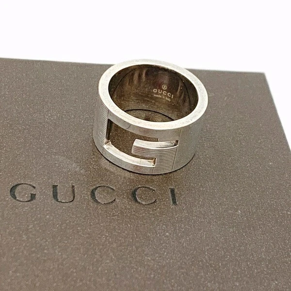 Gucci G Bague Large Argent AG925 Bijoux Femme US6 En Boîte Bon État