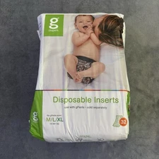 Gdiapers Disposable Biodegradable Flushable Diaper Inserts M/L/XL 13-36 Lb 32 Ct