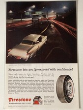 1957 Firestone Tire Print Ad Nylon Supreme Go Express