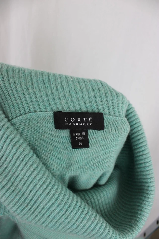 Suéter Forte Cashmere para mujer turquesa cachemir manga larga cuello alto talla M Foto 3 de 4