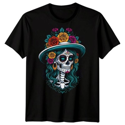Dia De Los Muertos S Sugar Skull Rosen Herren T-Shirt Urlaub Grafik