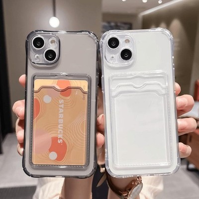 Transparente Handyhülle mit Kartenfach für iPhone 11-17 Pro Max & Plus Modelle