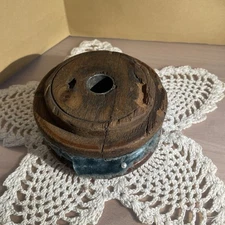 Vintage Primitive Wooden Flat Industrial Spool 