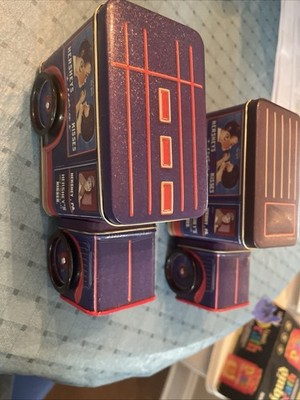 2 Older Repop Hershey's Kisses Tin Box Trucks One Blue Top One Black