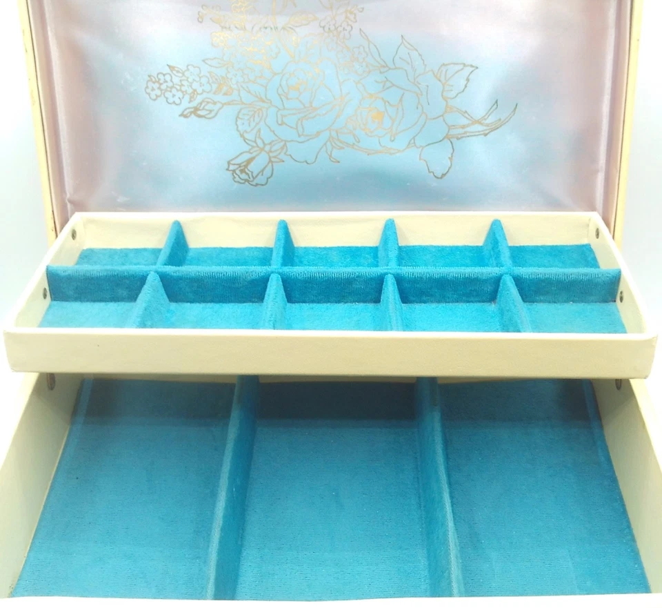 复古 Lady Buxton Footed 珠宝盒 2 层和抽屉 12.25 英寸 x 8 英寸 x 5 英寸高 — 第 4/4 张图片