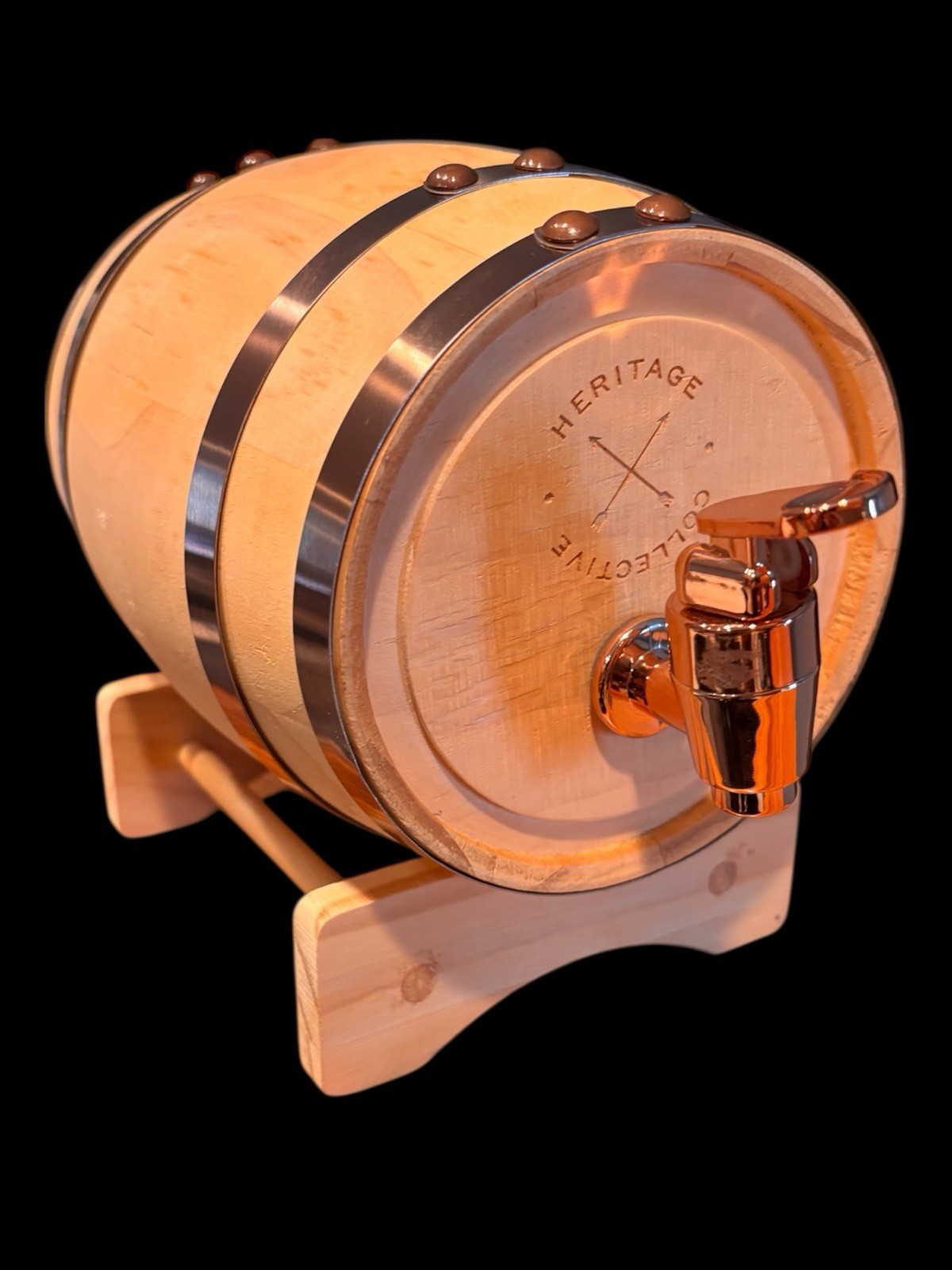 Heritage Collective Wooden Barrel Mini Keg Alcohol Dispenser w/ Stand & Spigot