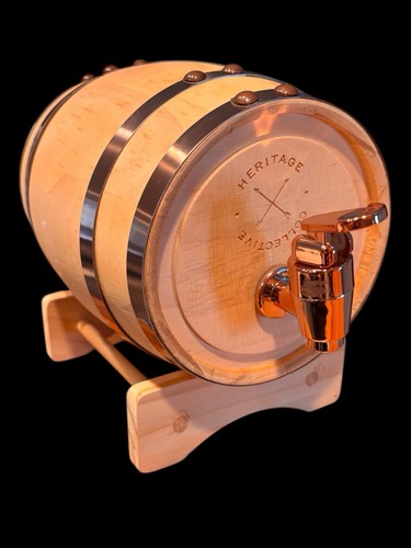 Heritage Collective Wooden Barrel Mini Keg Alcohol Dispenser w/ Stand & Spigot