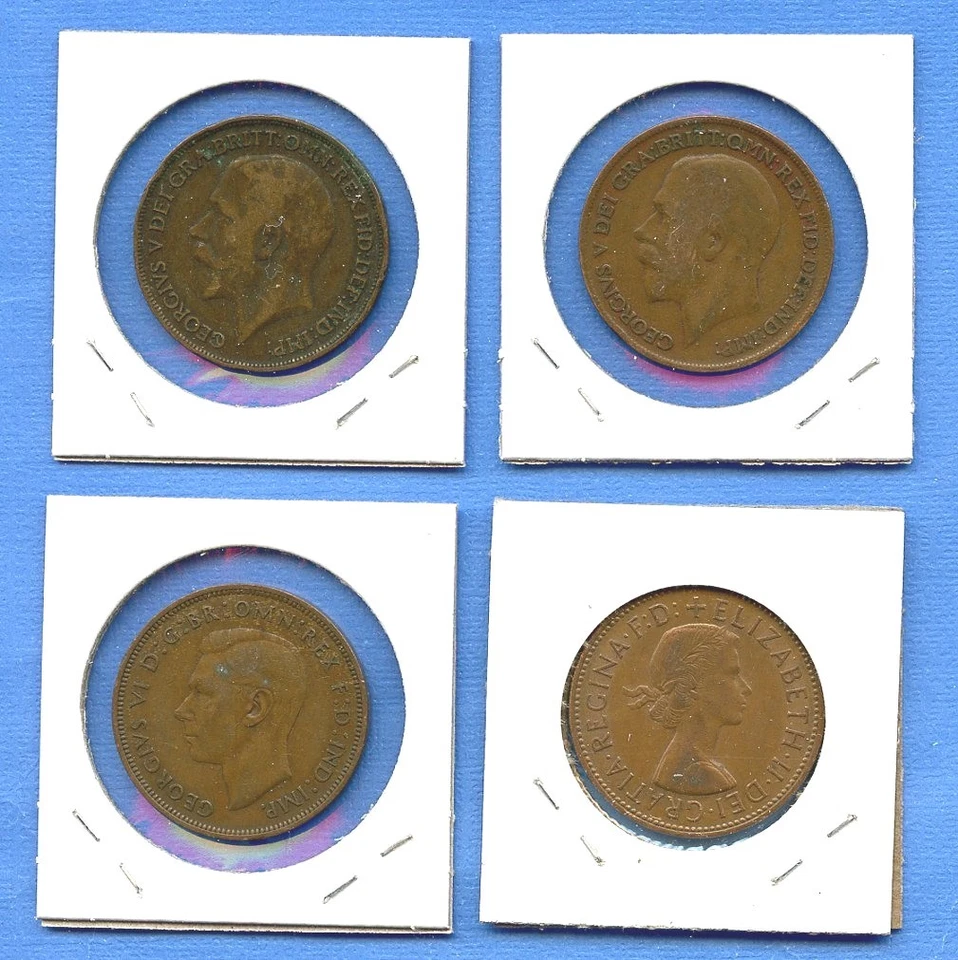 Лот из 4 английских пенни 1918, 1920, 1946, 1967 Великобритания #84 Англия Великобритания - Изображение 2 из 3