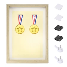 13x9" Vertical Shadow Box Frame with Push Pins Adhesive, White
