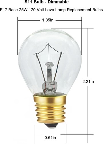 Lava Lamp Bulb 25 Watt, S11 E17 Base 120 Volt The Lava Original Replacement Bulb - Picture 2 of 7