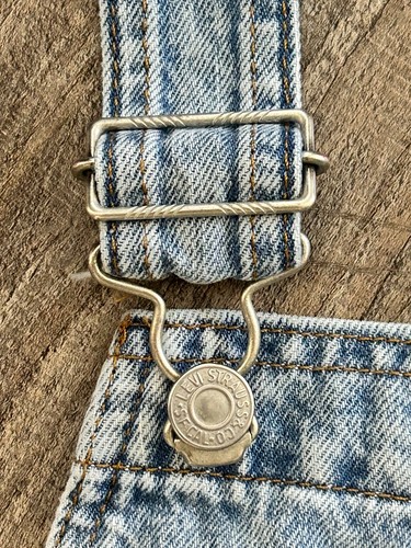 Levis Premium EUC blue stonewashed denim wide leg coveralls overalls Large - Picture 7 of 11