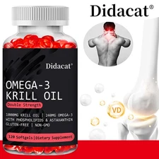 Krill Oil with Astaxanthin Omega-3 - Joint Health - Healthy Living -120 Capsules