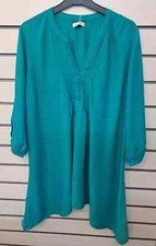 SHEEGO LADIES TURQUOISE LONGLINE LONG SLEEVE BLOUSE NEW (ref 194) SALE