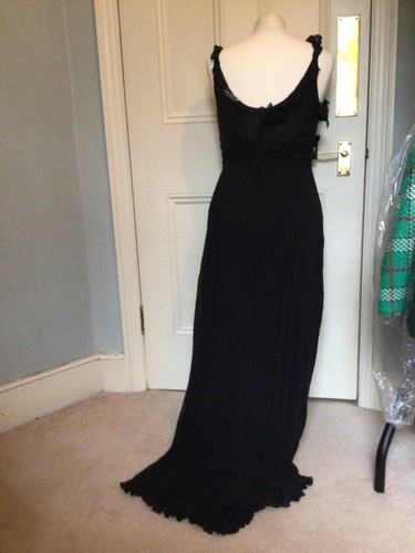 Emporio Armani black sleeveless silk dress, with distressed flower embellishment - Picture 5 of 8