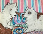 American Eskimo Dog Playing Tug O' War Art Print 11x14 Collectiblle Artist Ksams